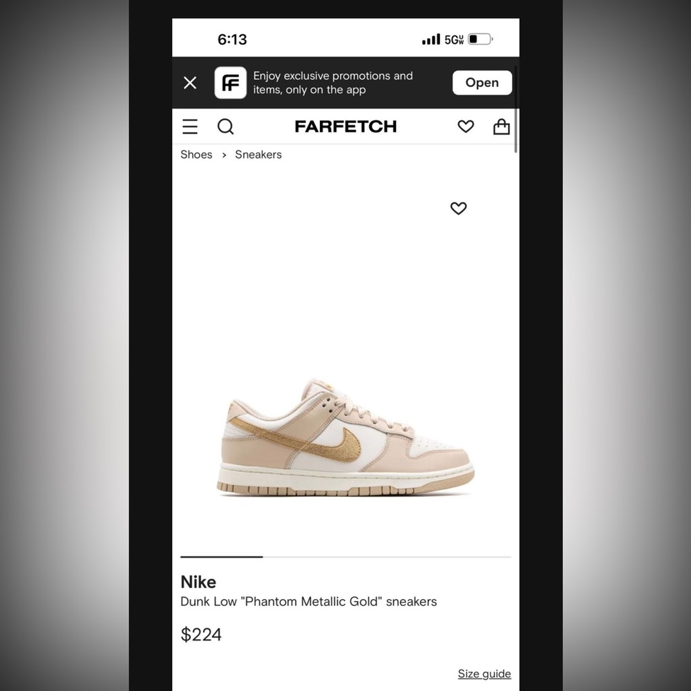 Nike Dunk Low “phantom metallic gold” sneakers